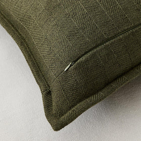 DEZENE olive green linen pillow cover close-up texture shows natural weave