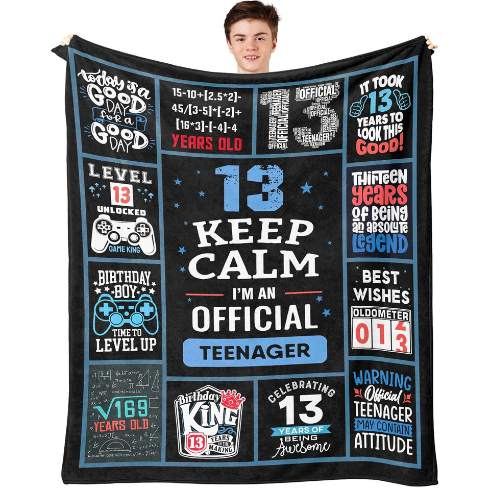 Dfaqehk 13th birthday blanket design with festive motif for a teen celebration.