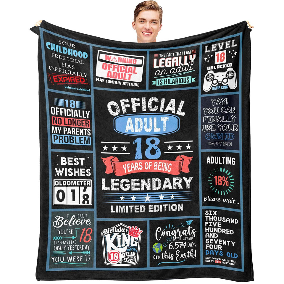 Dfaqehk 18th birthday blanket hero image highlights vibrant colors for a memorable gift.