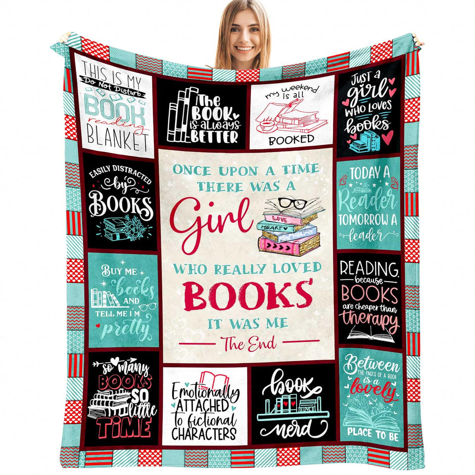 Dfaqehk Book Lovers Blanket cover highlights warm, book-themed design for cozy reading sessions