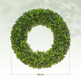 DFRREN boxwood wreath outdoors with UV-resistant leaves resisting sun fade.