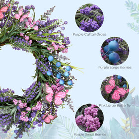 DFRREN Lavender Wreath butterflies detail adds whimsy to outdoor entryways