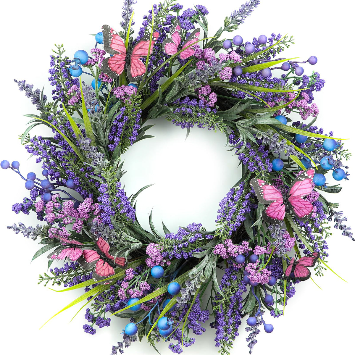 DFRREN Lavender Wreath front-door 18-inch detail enhances year-round curb appeal for guests