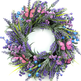 DFRREN Lavender Wreath front-door 18-inch detail enhances year-round curb appeal for guests