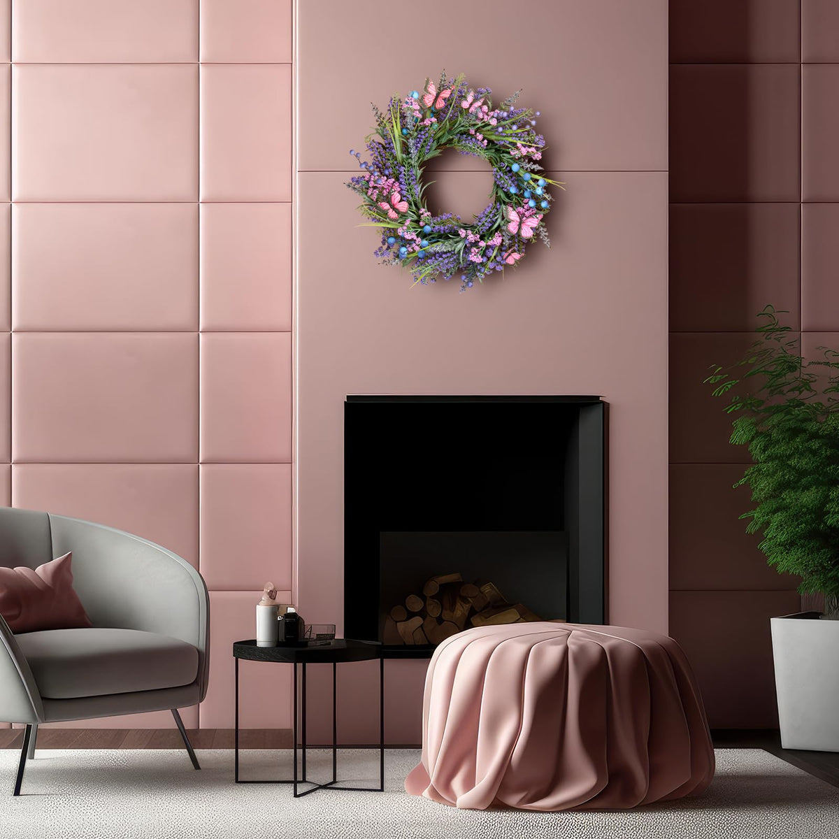 DFRREN Lavender Wreath outdoor-display stays picturesque for year-round decor