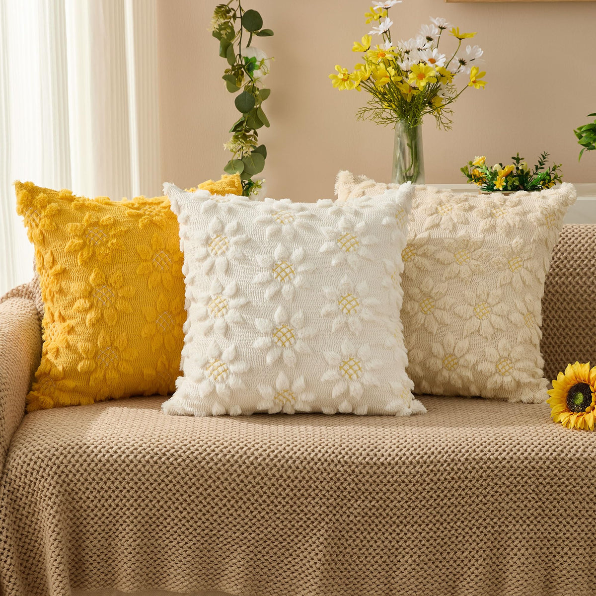 DFXSZ yellow floral heart accent enhances farmhouse style