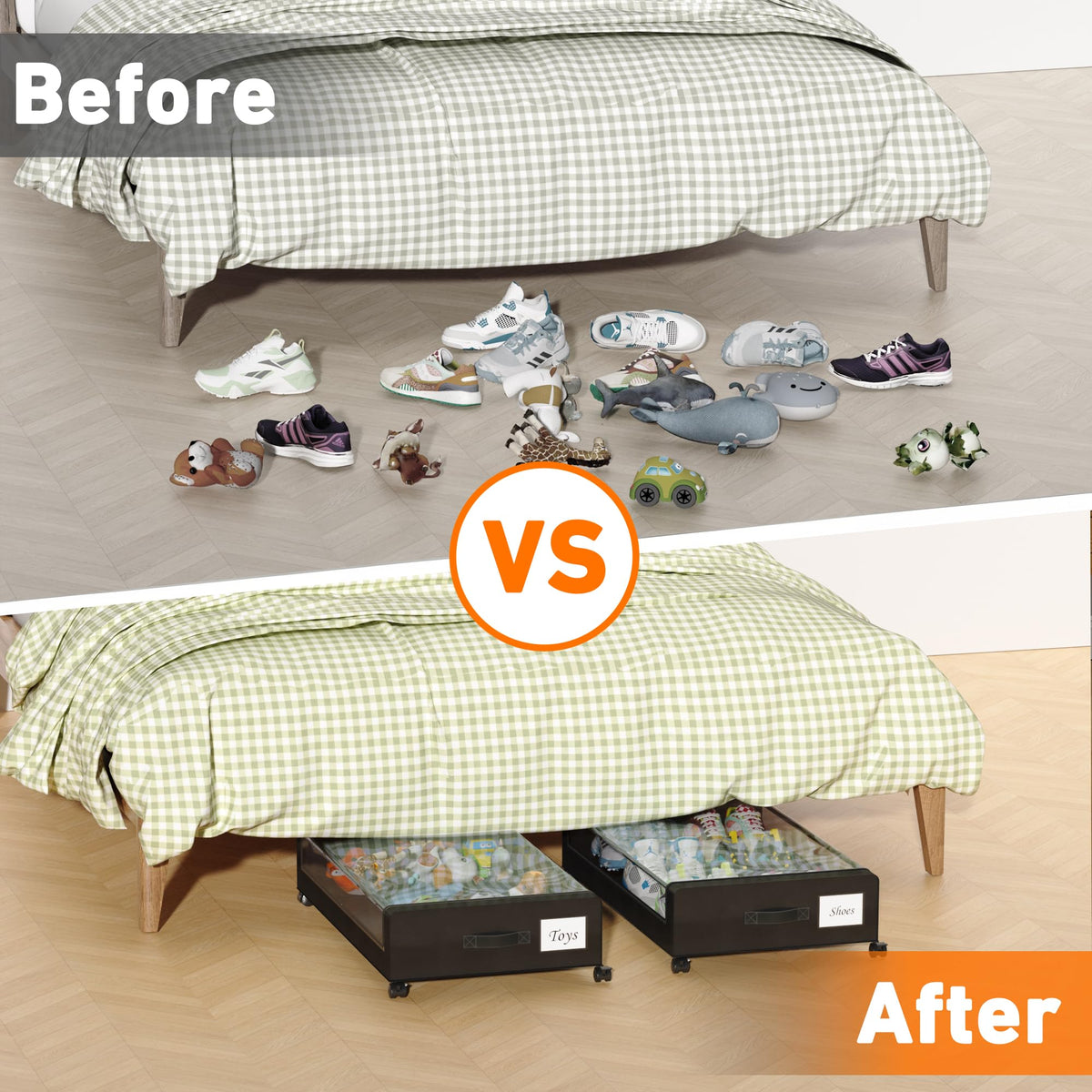 Easy 15 minute assembly for DGFCK under-bed storage with wheels