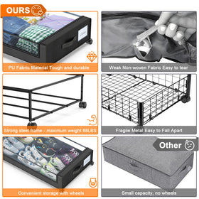 XXL 60L under-bed bin with clear lid designed for quick content identification