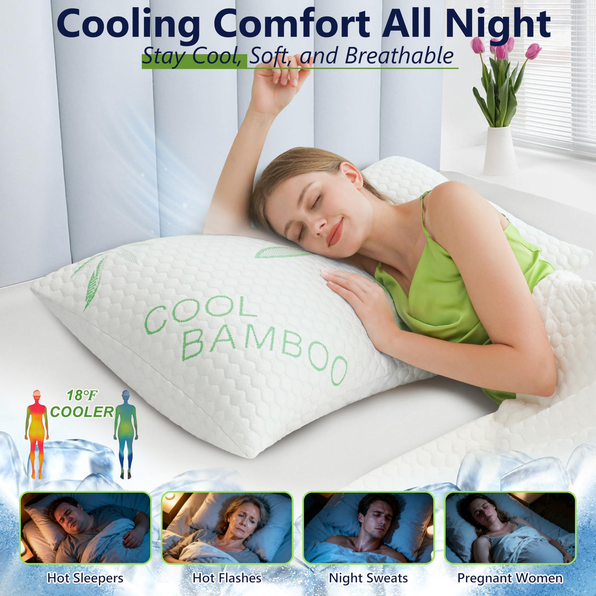 DGPEAR cooling pillows memory foam fill showing adjustable loft