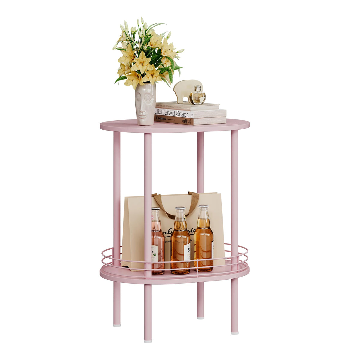 DGSANDGO nursery-friendly pink side table helps organize essentials