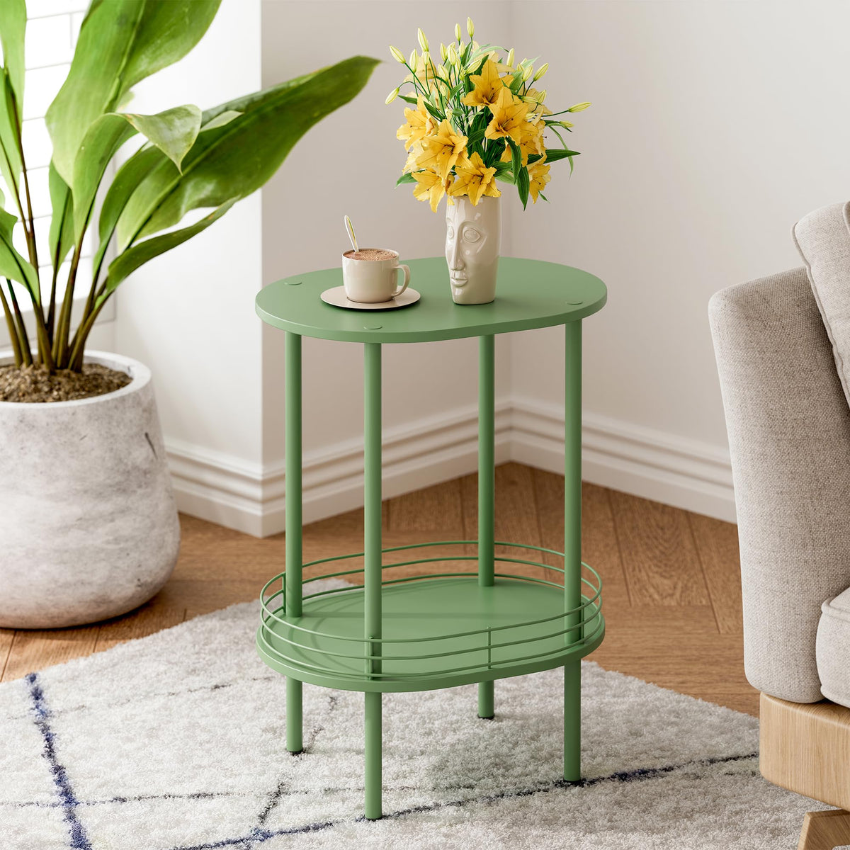 DGSANDGO perimeter fence end table prevents items from slipping off
