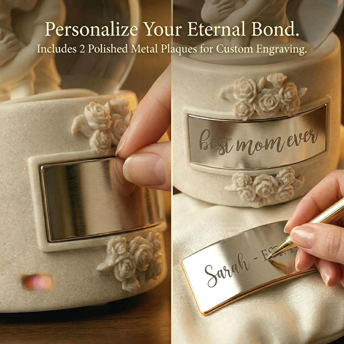 DGSCAK Best Mom Ever engraved plate included with snow globe