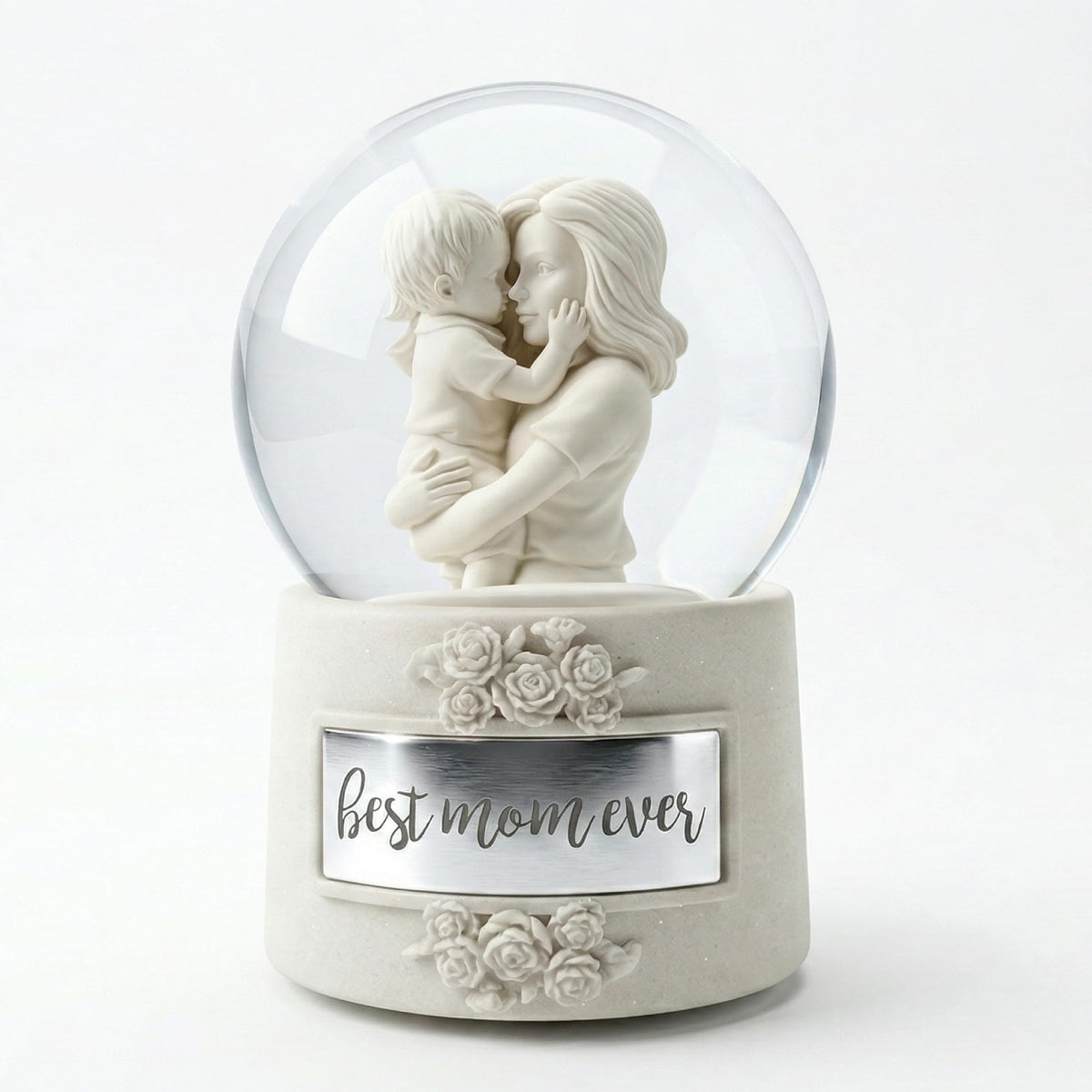 DGSCAK Mom Snow Globe Music Box with mother and son embrace, warm home decor