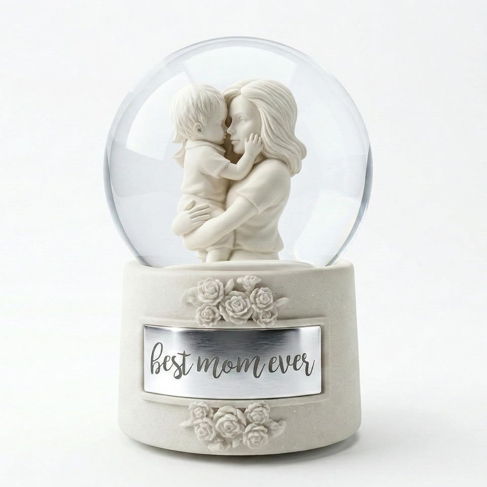 DGSCAK Mom Snow Globe Music Box with mother and son embrace, warm home decor
