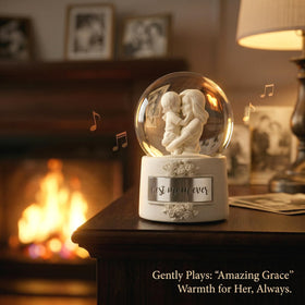 DGSCAK Wind-up music box ornament showing wind mechanism, battery-free keepsake