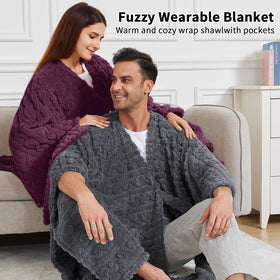 Dgsfmi pocketed shawl with button closure keeps essentials within easy reach.