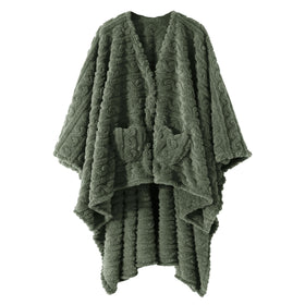 Dgsfmi wearable blanket poncho in green for cozy TV time.