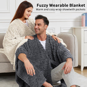 Dgsfmi ivory wearable blanket poncho folded for compact storage