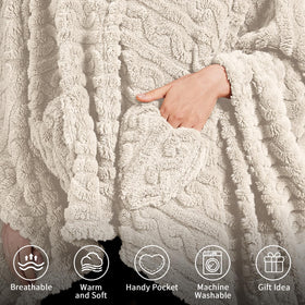 Dgsfmi ivory poncho pockets closeup highlighting built-in storage
