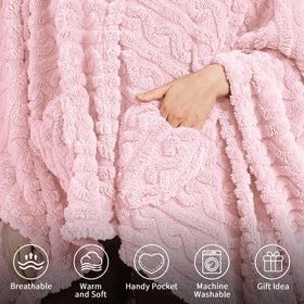 Dgsfmi wearable blanket poncho worn on a sofa for relaxed lounging.