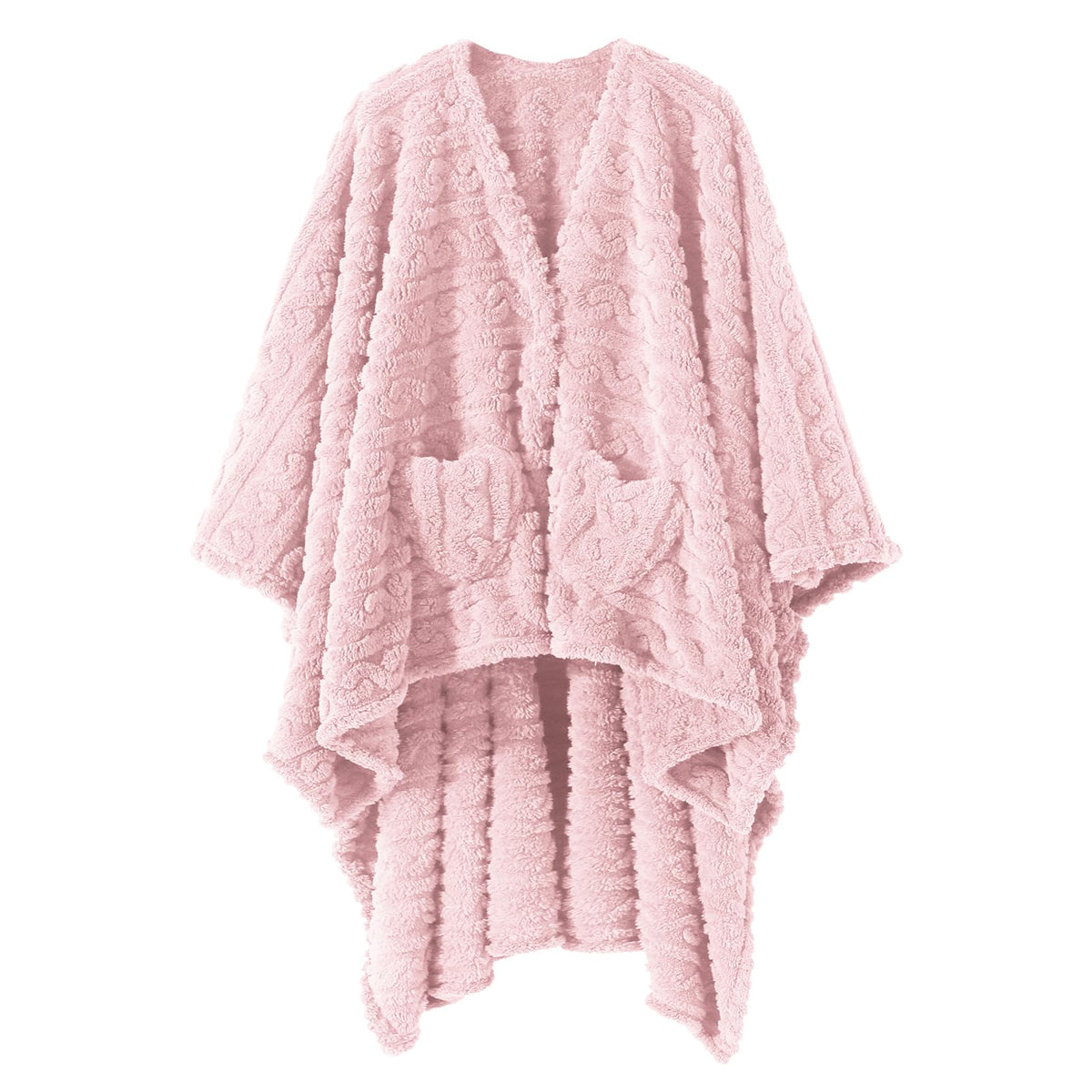 Dgsfmi pink wearable blanket poncho in plush sherpa fleece for cozy warmth.