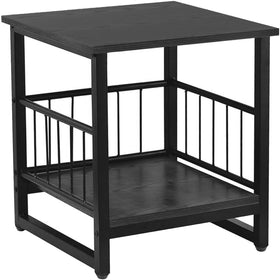 DHMAKER end table with industrial wood top for modern living rooms
