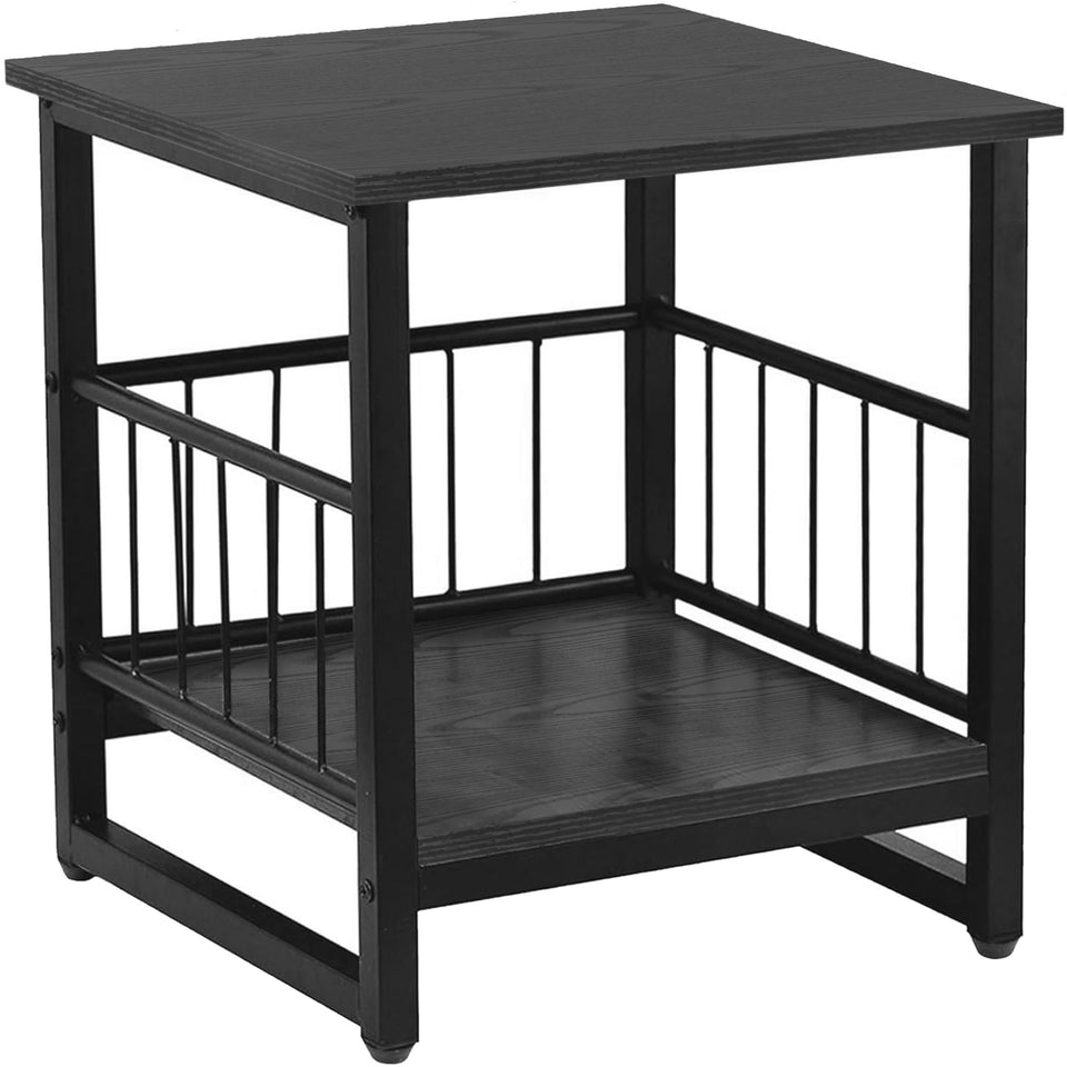 DHMAKER end table with industrial wood top for modern living rooms