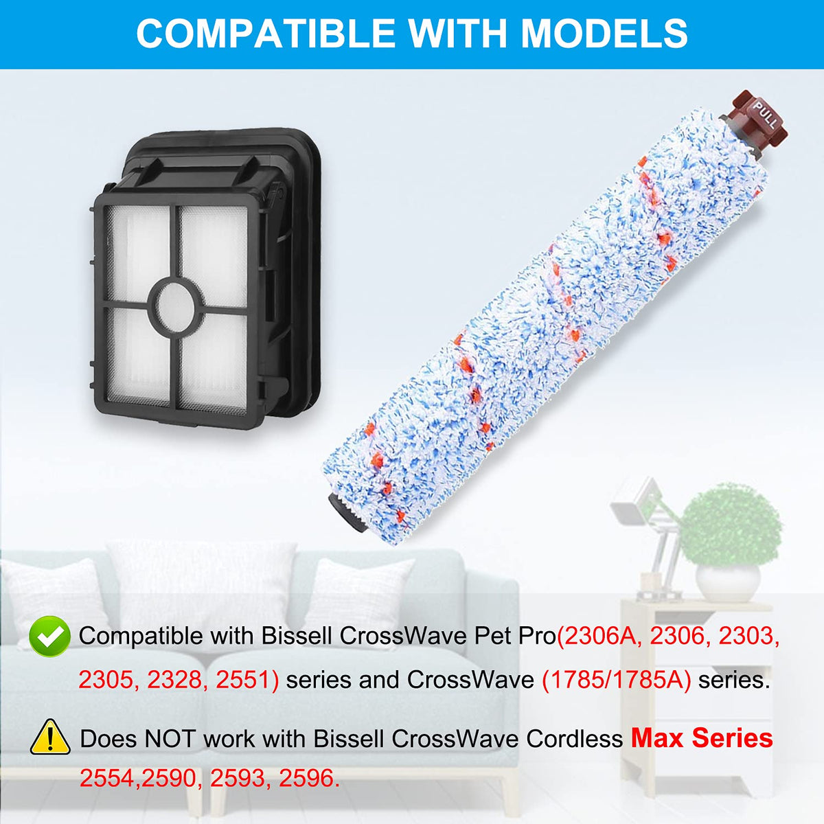 Dhoua CrossWave replacement filters 4-pack for strong suction and clean air