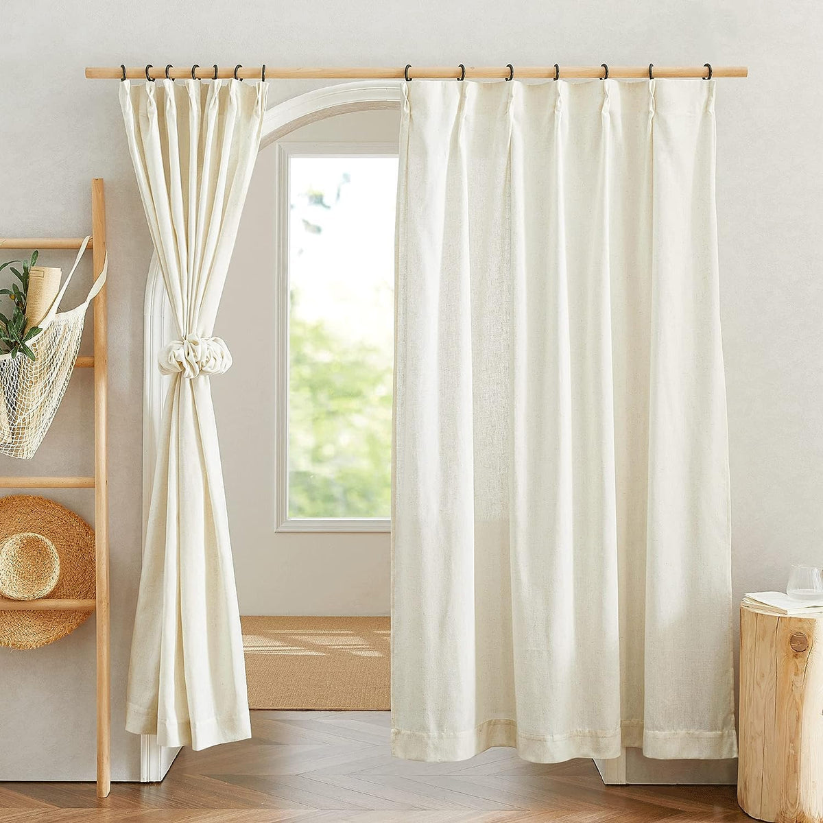 Classic black finish complements modern window treatments.