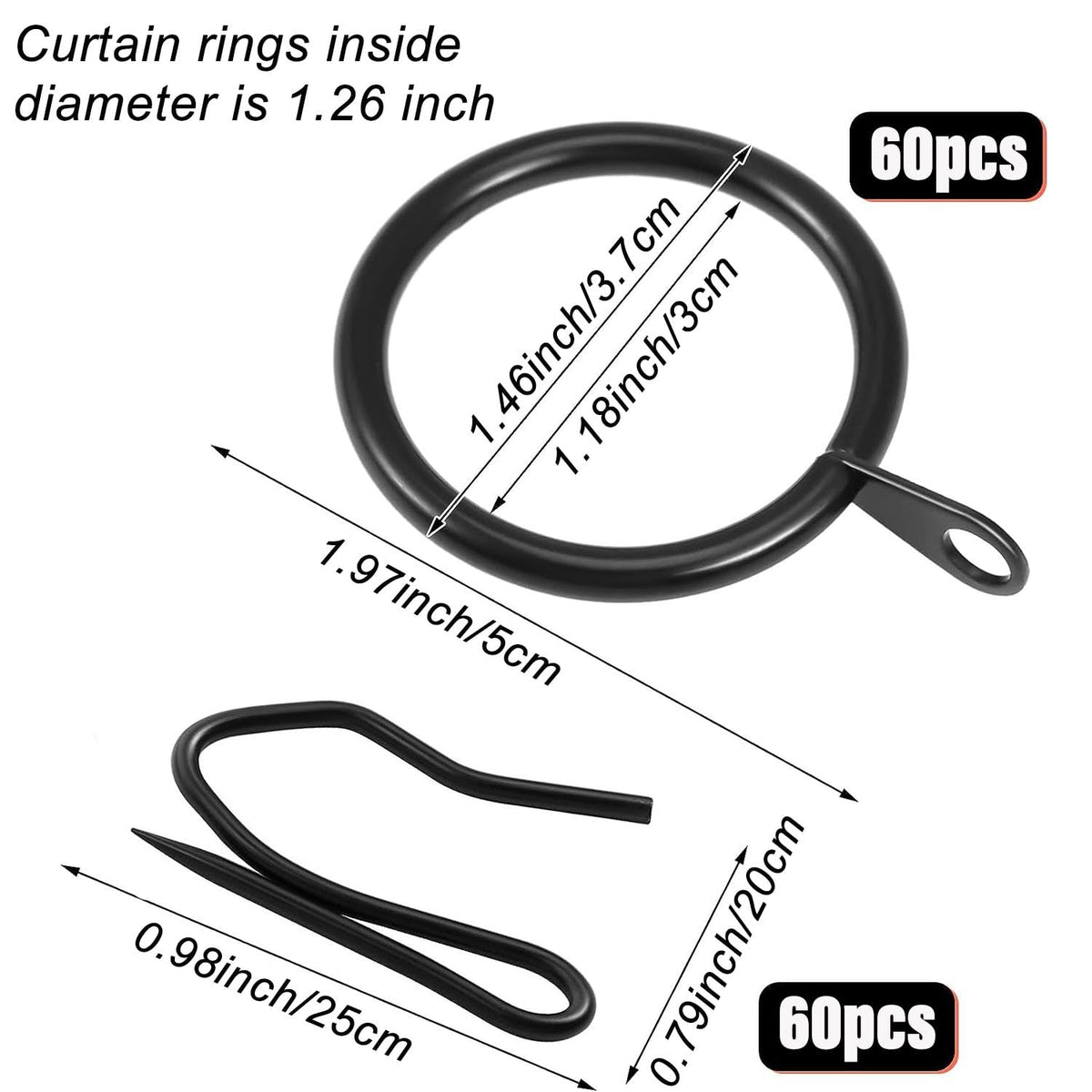 DHYLRICHER curtain hooks 25x20mm for quick, secure mounting.
