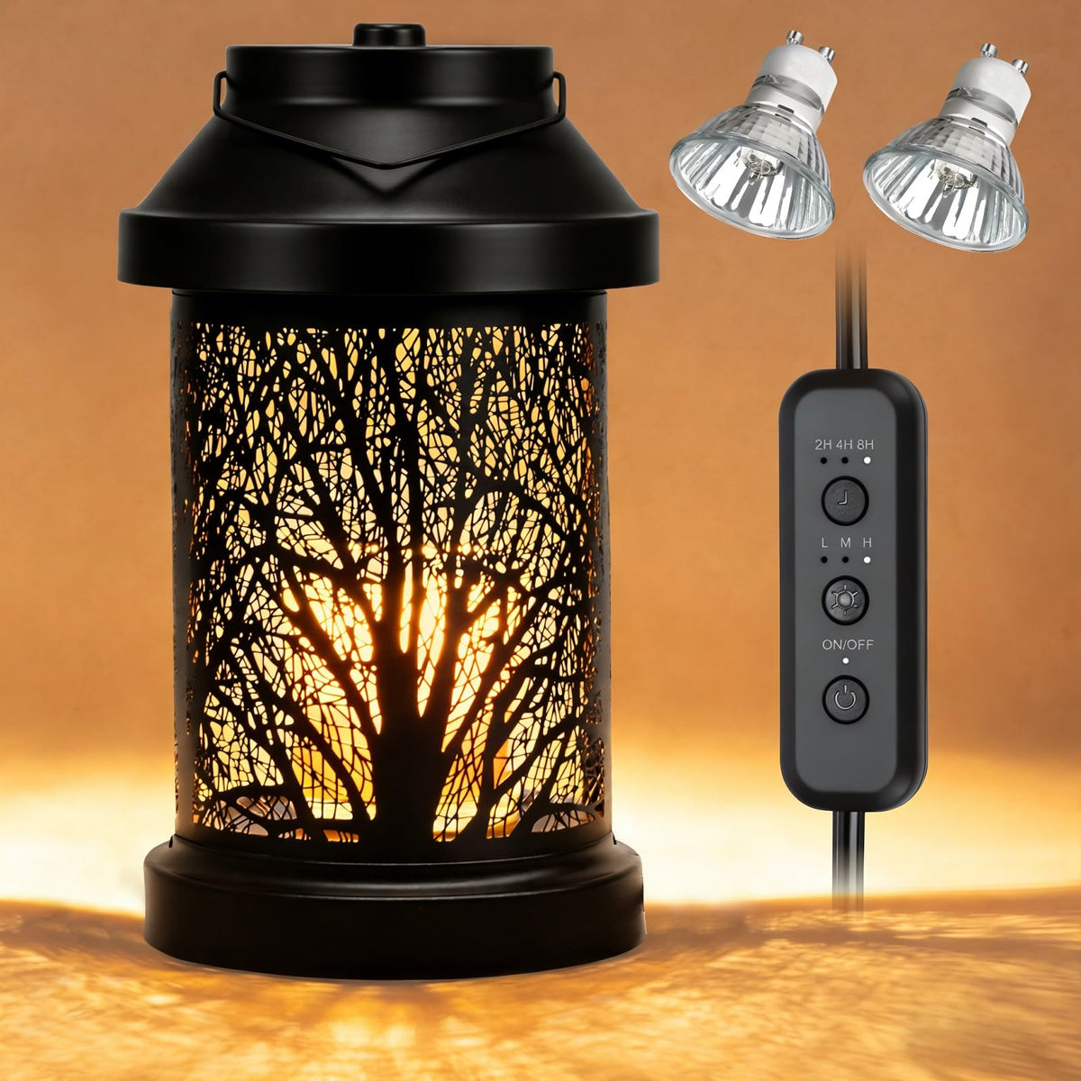 Dialan's Candle Warmer Lantern front view showing flame-free ambiance and vintage style.