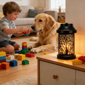 Dialan's Candle Warmer Lantern vintage forest design adds elegant glow to decor.
