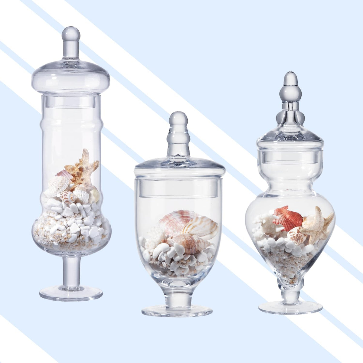 Diamond Star clear glass display jar highlights contents beautifully
