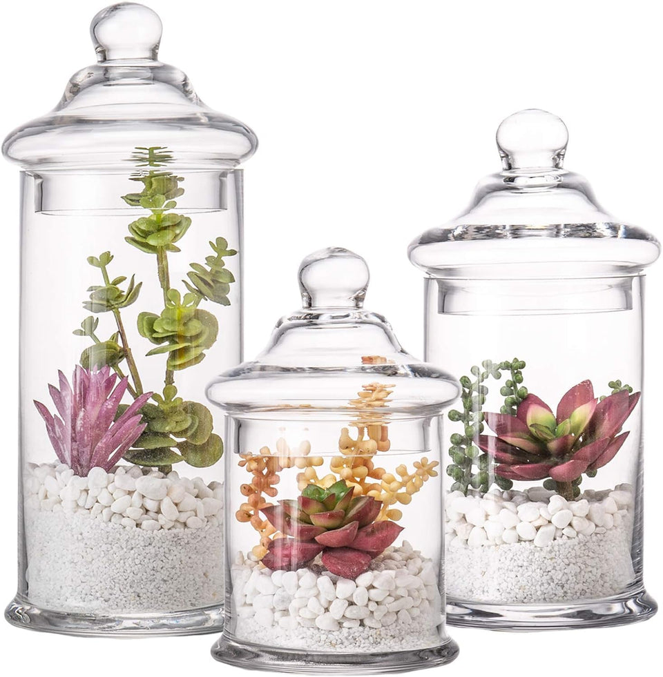 Diamond Star Glass Apothecary Jar small qtips keeps bathroom essentials organized and accessible.