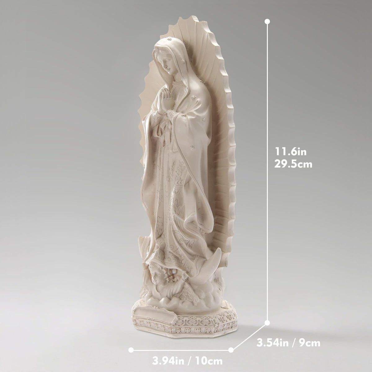 DICAFU Virgin Mary resin sculpture detail of serene face for prayer