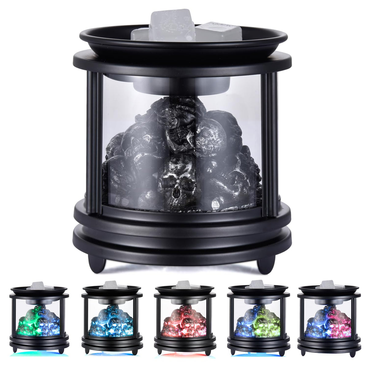 Dicimi Halloween Wax Warmer skull glow with multicolor LED ambience for spooky scent