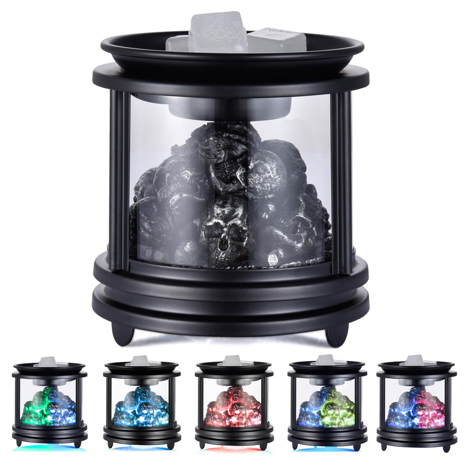Dicimi Halloween Wax Warmer skull glow with multicolor LED ambience for spooky scent