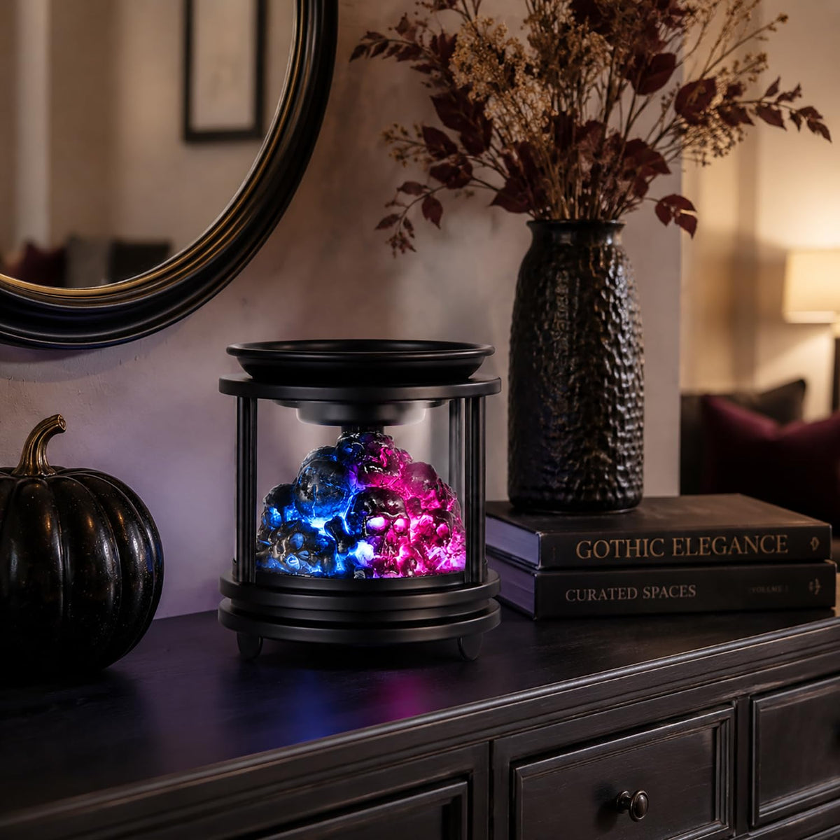 Dicimi skeleton design wax-melt warmer adds gothic decor and fragrance
