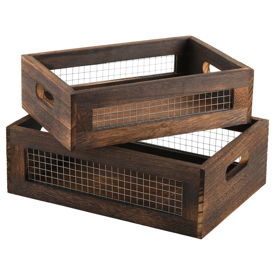 Dicunoy rustic nesting boxes set for organized countertop storage