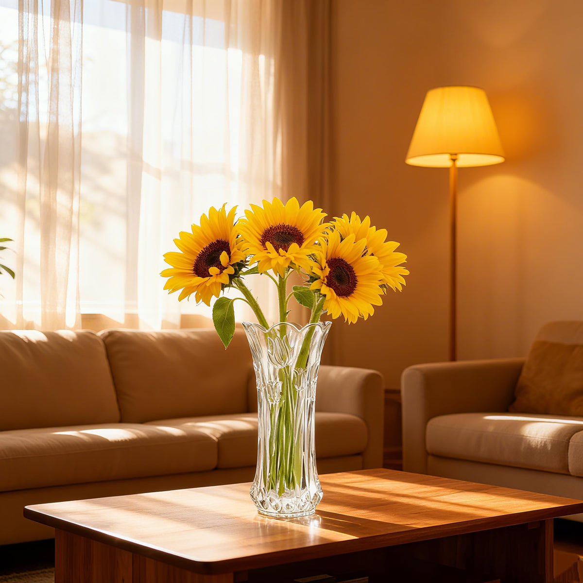 Dicunoy hand-blown clear glass vase with classic elegance