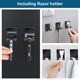 Diesisa adhesive wall hook towel holder in black ready for quick organization.