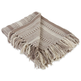 DII braided striped throw blanket in stone on couch adds cozy texture