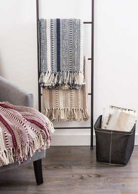 DII braided striped throw blanket neatly draped for a stylish look