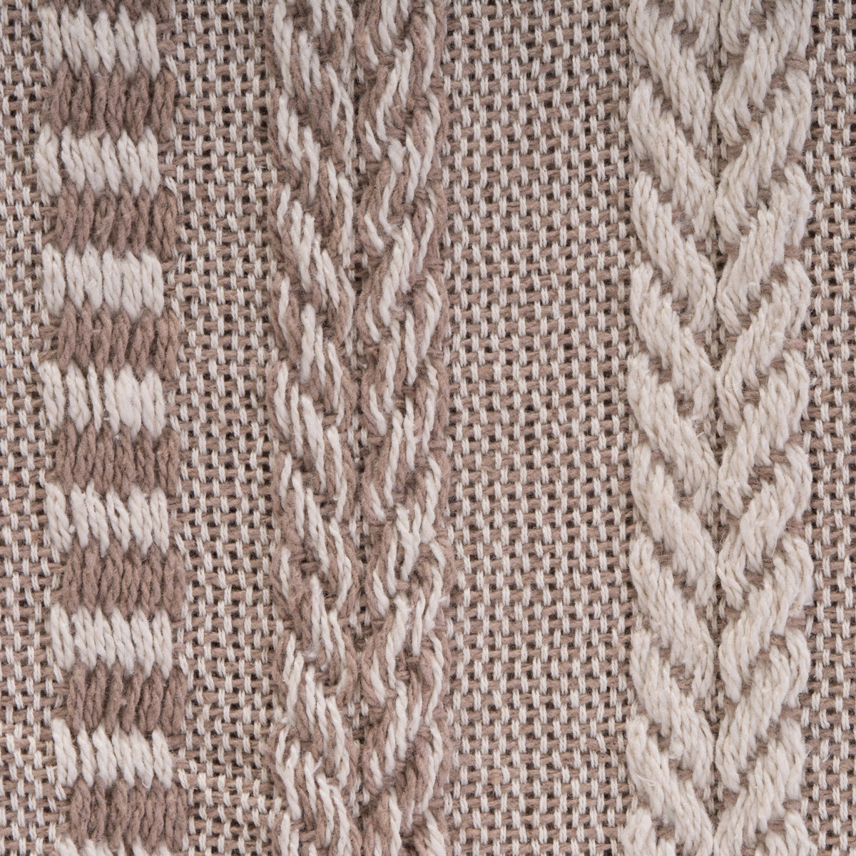 Close-up of DII braided striped throw yarn shows durable weave