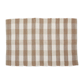 DII buffalo check rug in stone and cream, 26x40, versatile addition.