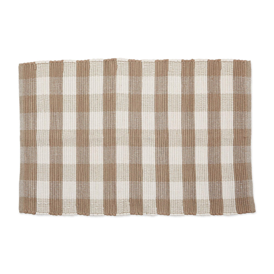 DII buffalo check rug in stone and cream, 26x40, versatile addition.