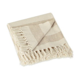 DII cabana striped blanket fringe closeup shows durable craftsmanship