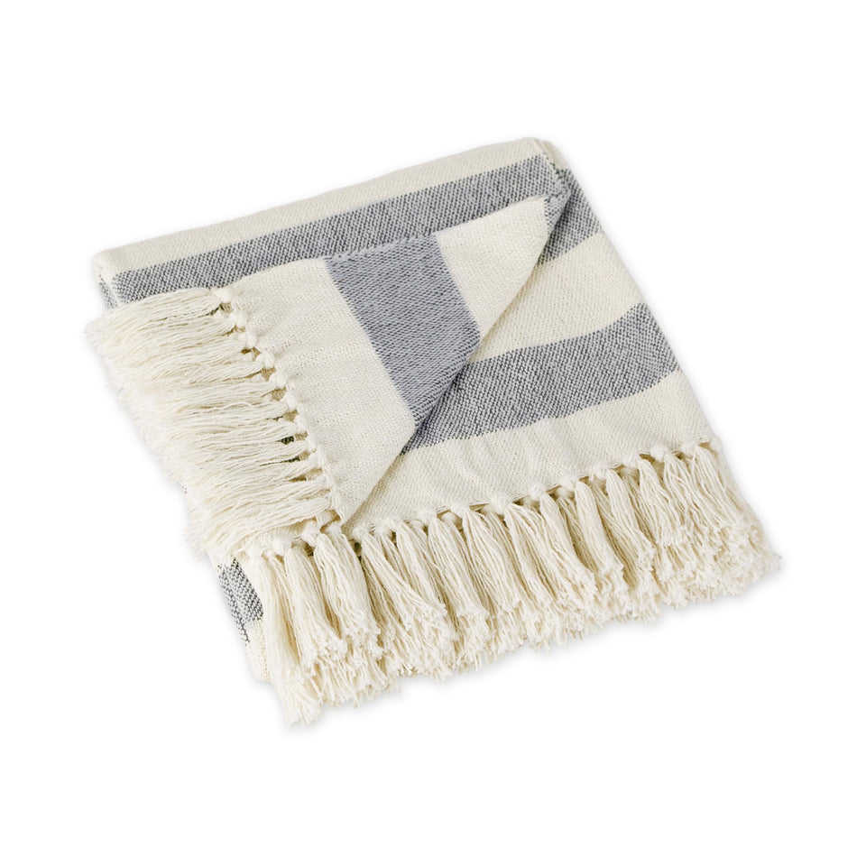 DII Cabana striped cotton throw 50x60 with fringe adds cozy warmth.