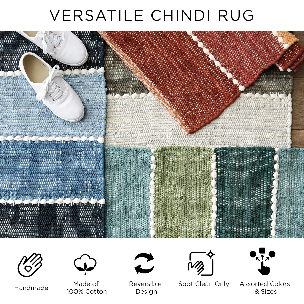 DII machine-washable cotton rug, easy care for busy homes.