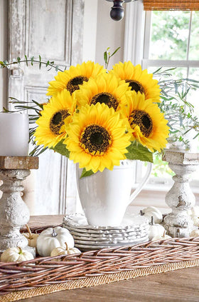 DILATATA 33-inch stem sunflower arrangement ready for centerpieces